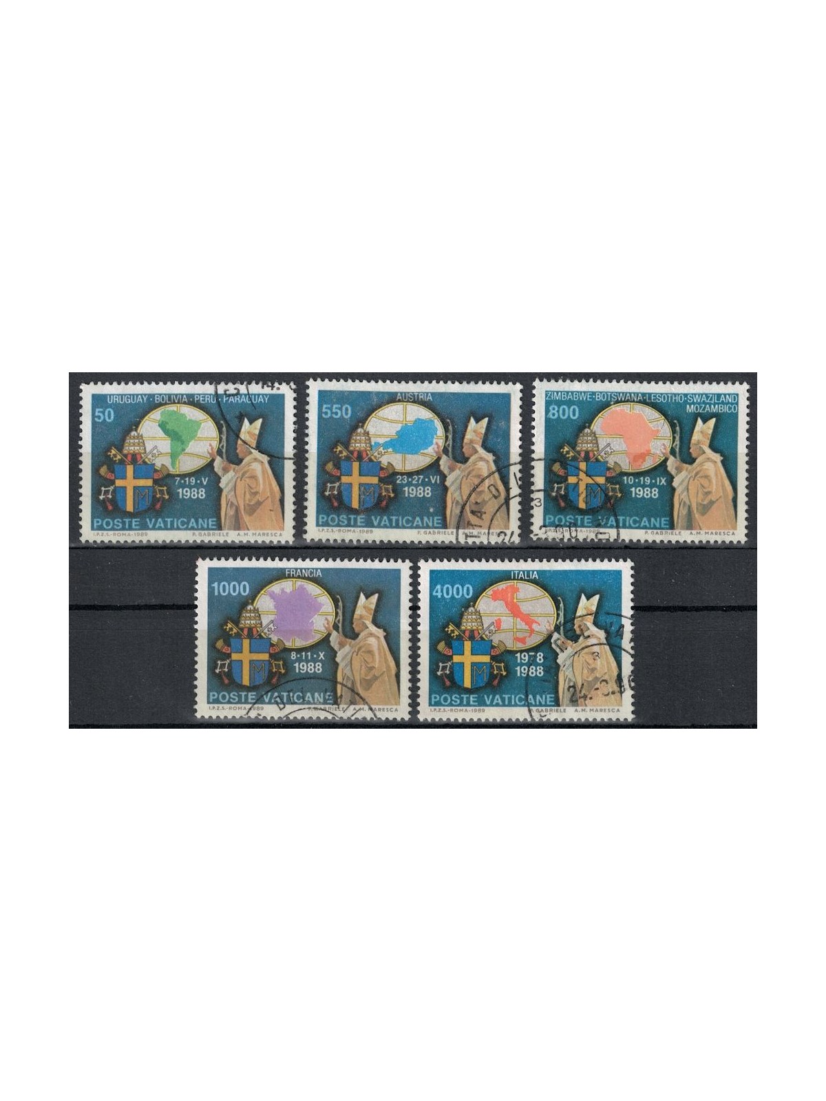 VATICAN 1989 Travels of John Paul II 5v us
