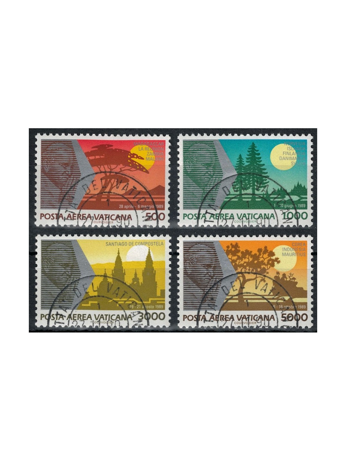 VATICAN 1990 Travels of John Paul II (airmail) 4v us
