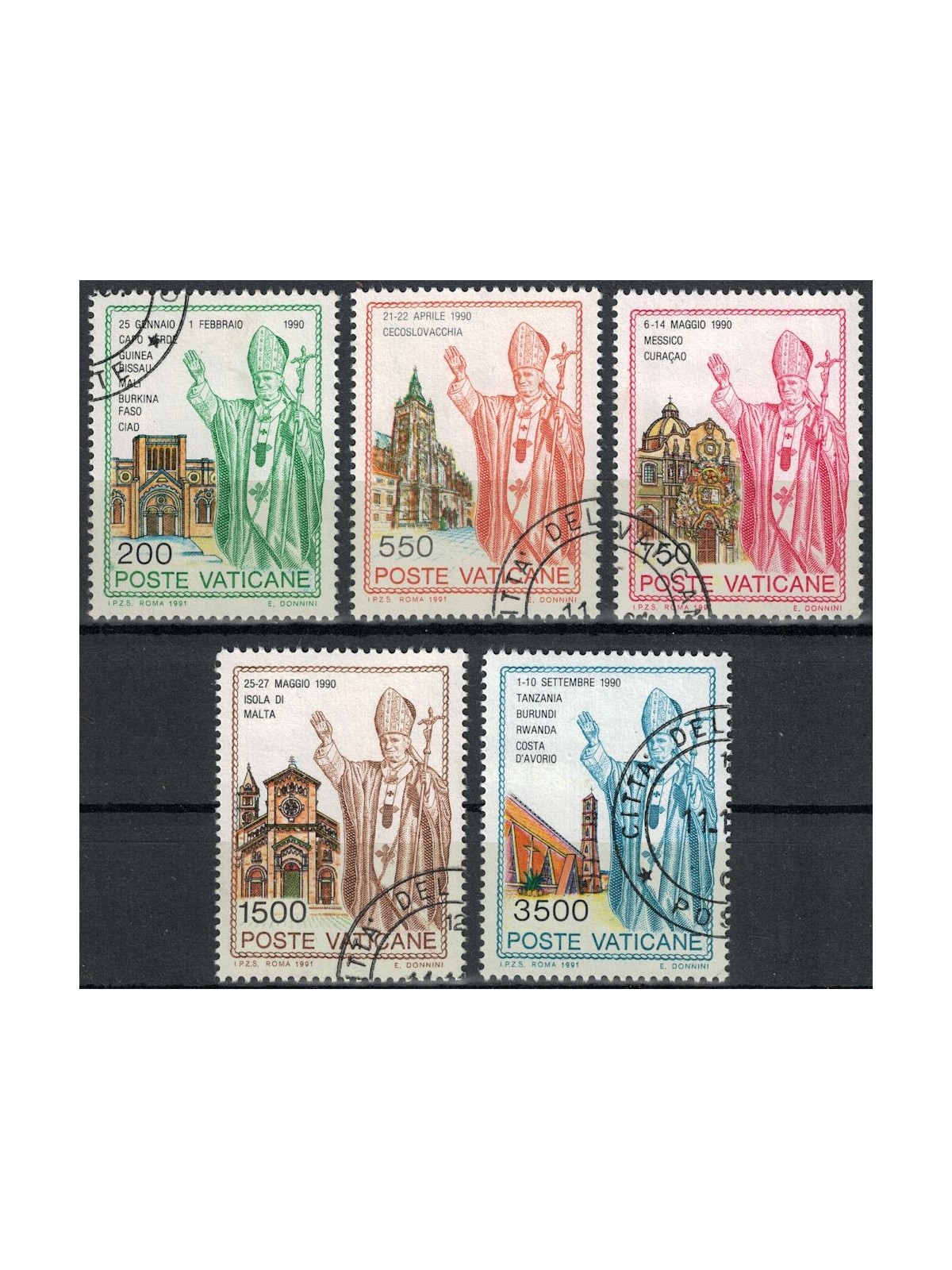 VATICAN 1991 Travels of John Paul II 5v us