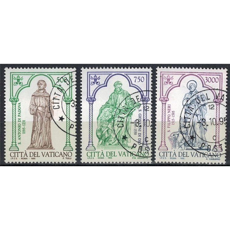 VATICAN 1995 St. Anthony, St. John and St. Philip Neri 3v us