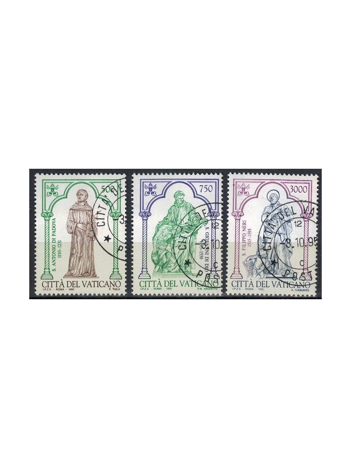 VATICANO 1995 S. Antonio, S. Giovanni e S. Filippo Neri 3v us