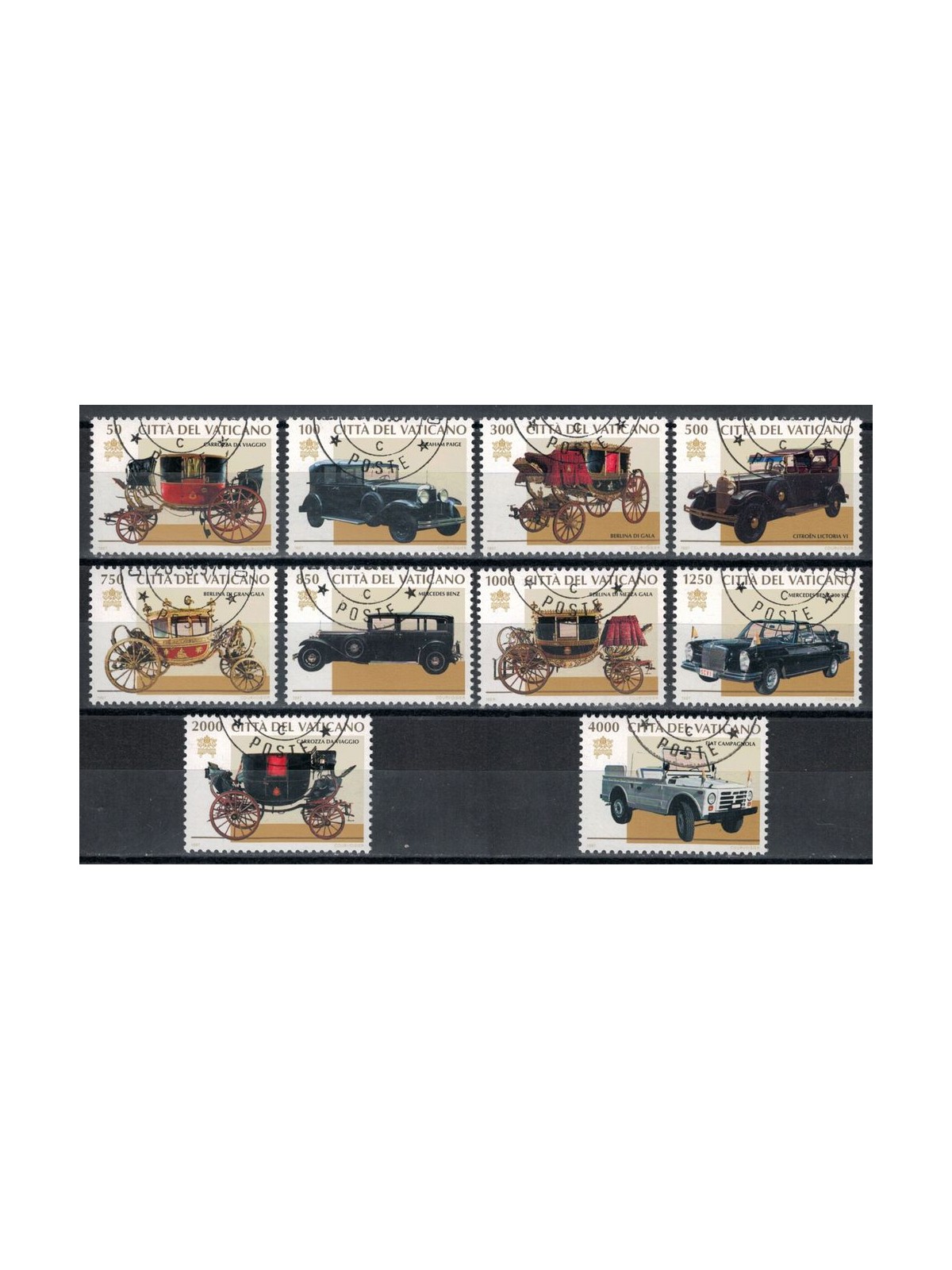 VATICAN 1997 Pontifical carriages and cars 10v us