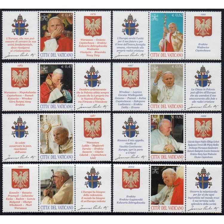 VATICAN 2004 Pastoral Visits of the Holy Father 8v MNH**