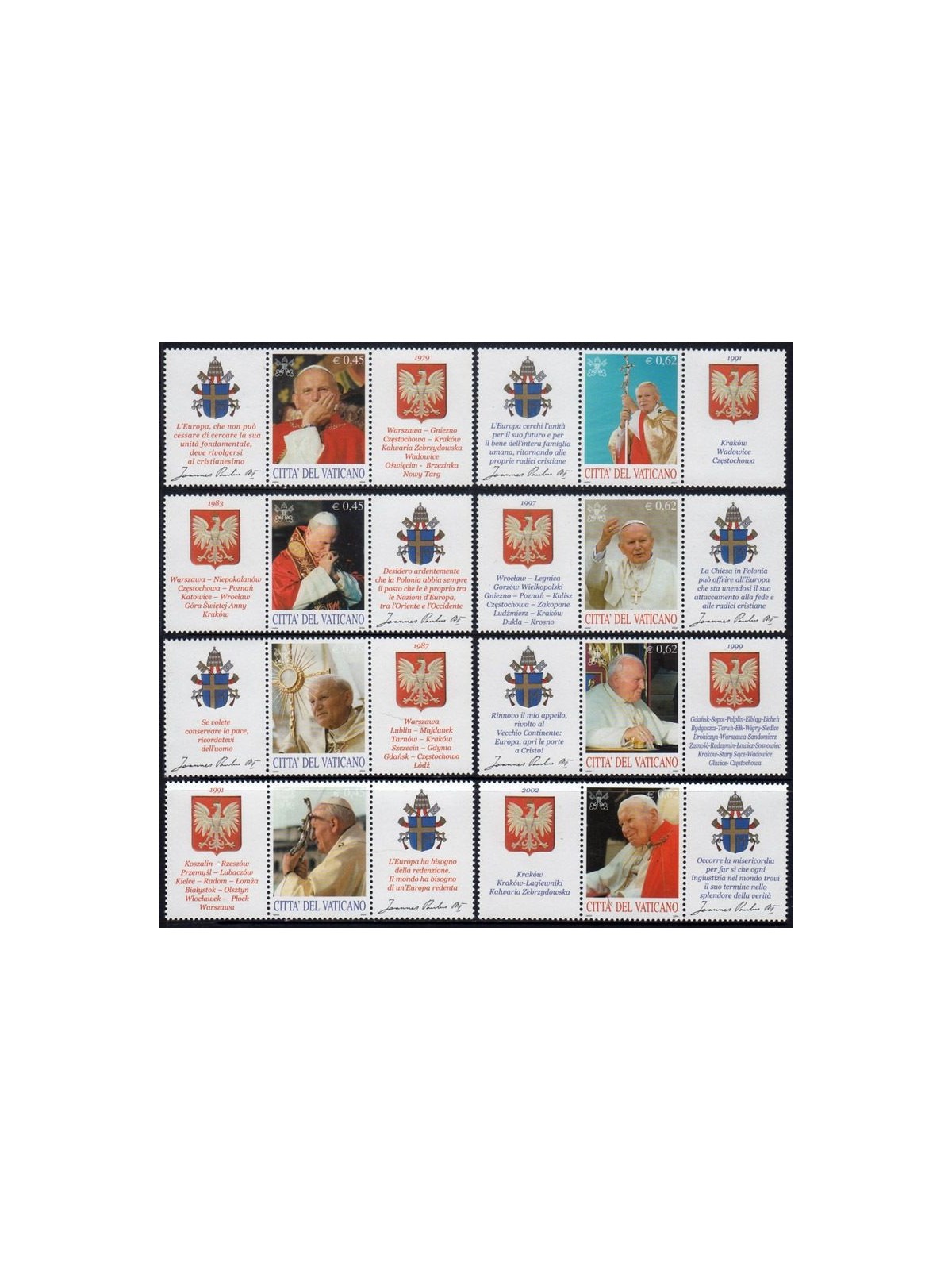 VATICAN 2004 Pastoral Visits of the Holy Father 8v MNH**
