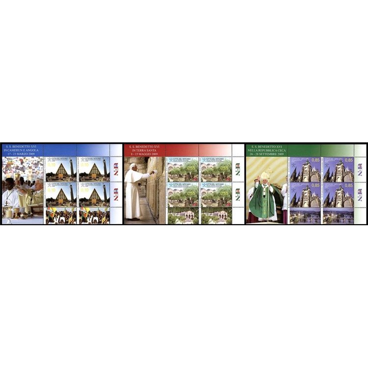 VATICANO 2010 Viaggi del Papa 3 BF MNH**