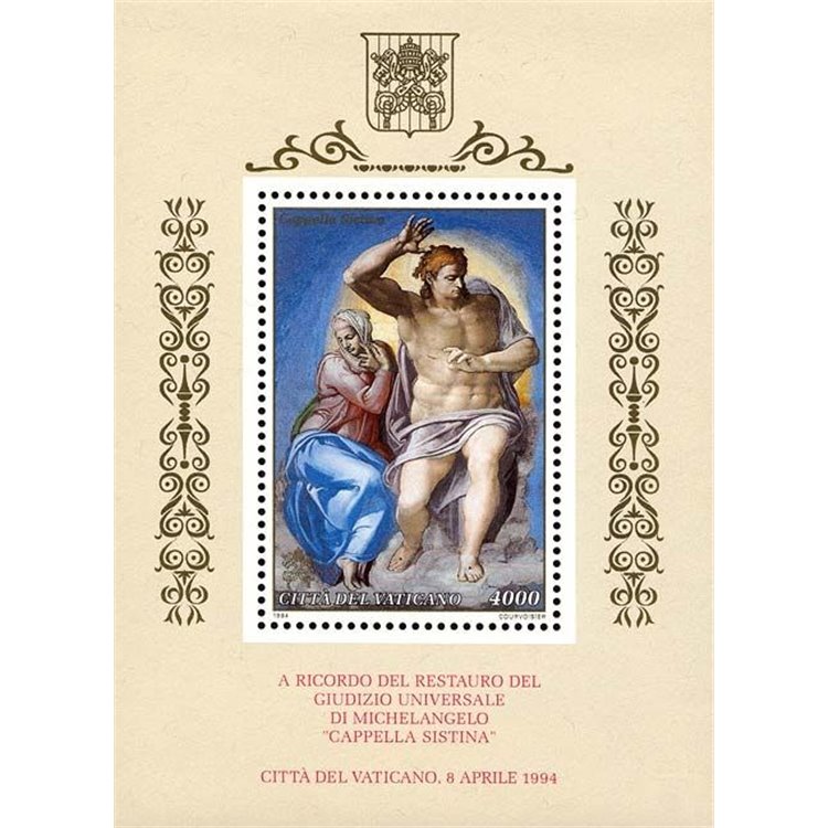 VATICANO 1994 Cappella Sistina BF MNH**