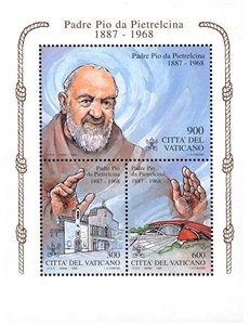 VATICANO 1999 Padre Pio da Pietrelcina BF MNH**
