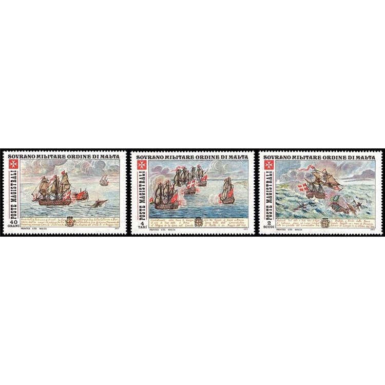 SMOM 1977 Ancient Naval Battles (1st series) 3v MNH**