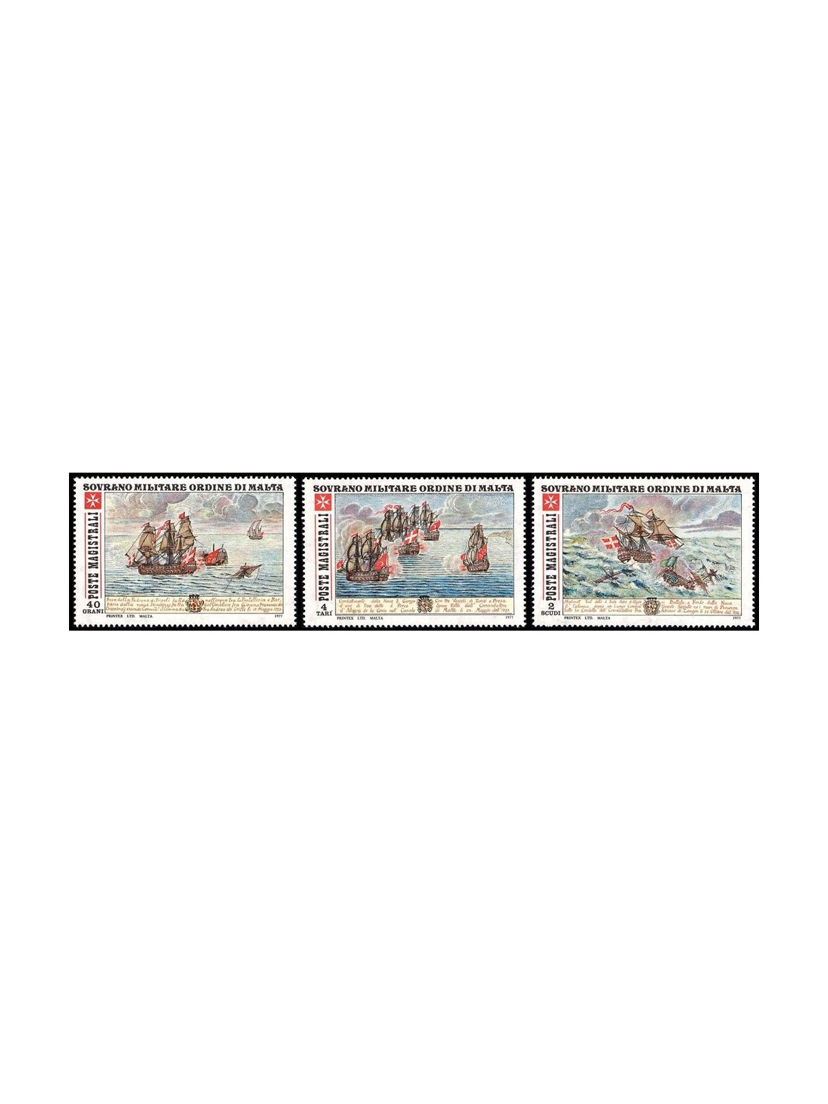SMOM 1977 Ancient Naval Battles (1st series) 3v MNH**