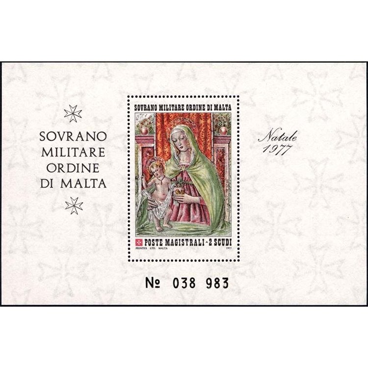 SMOM 1977 Christmas s/s MNH**