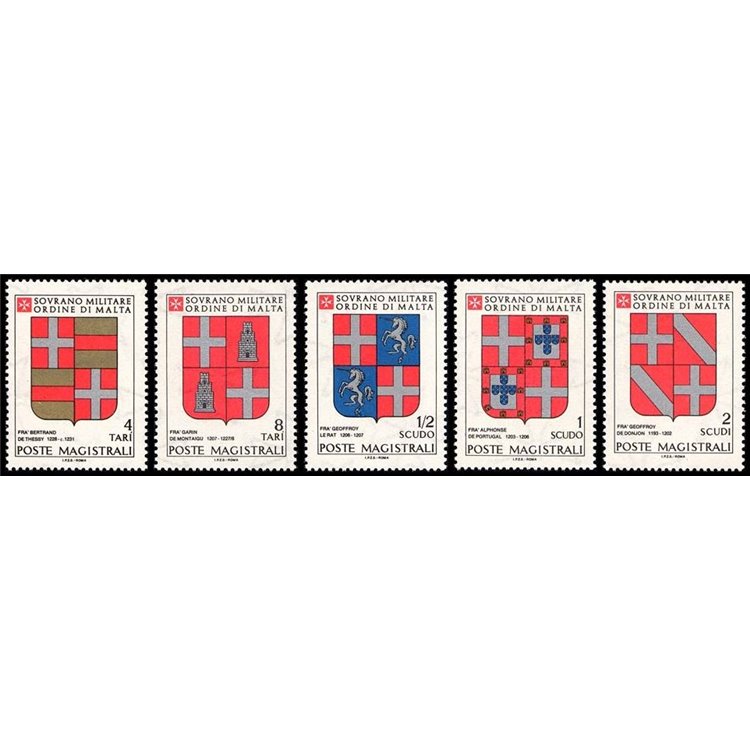 SMOM 1980 Coats of Arms of the Grand Masters 3rd series 5v MNH**