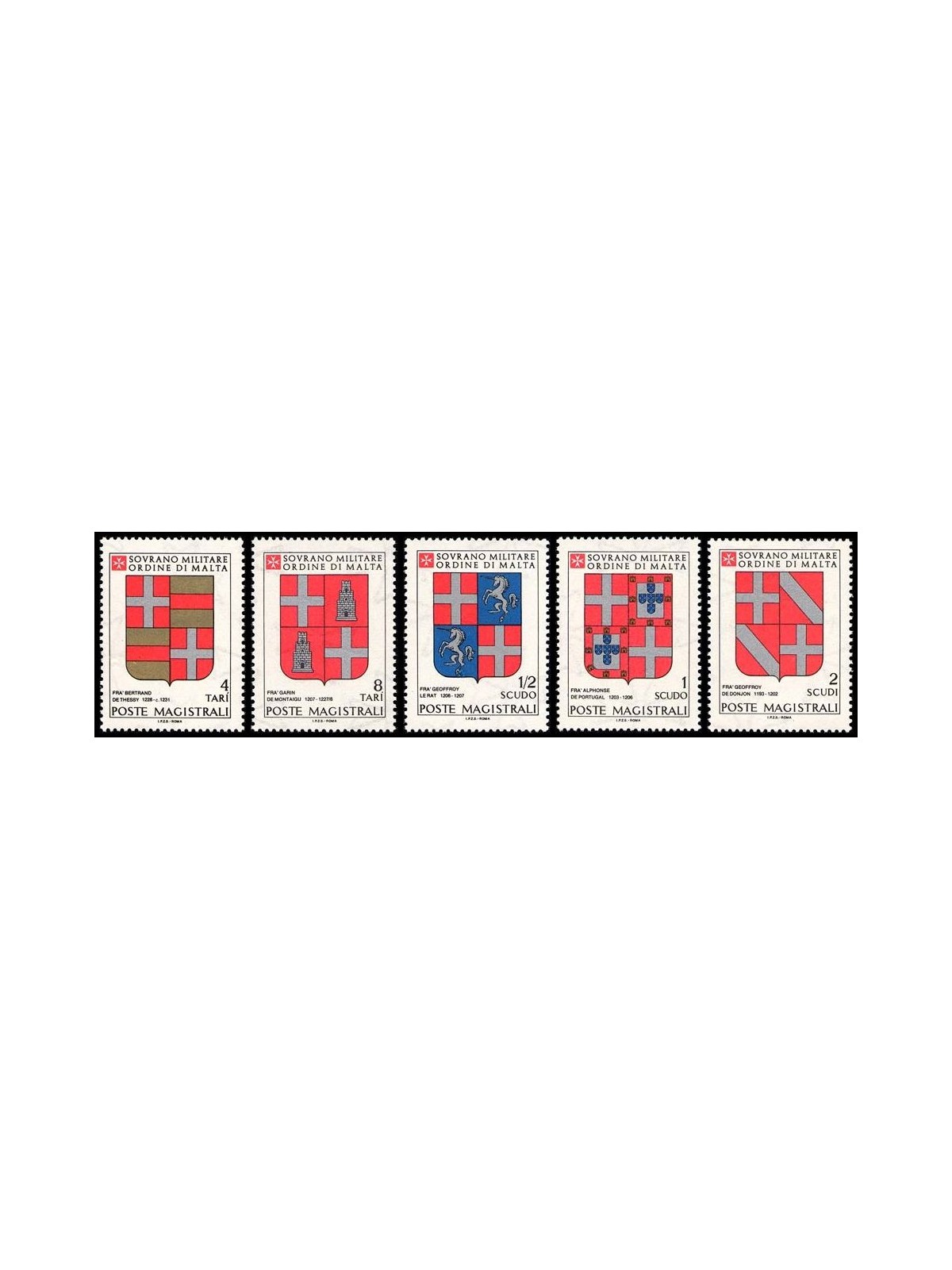 SMOM 1980 Coats of Arms of the Grand Masters 3rd series 5v MNH**