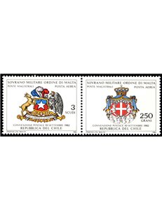 SMOM 1982 Postal Convention with Chile, airmail 2v MNH**