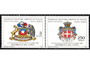 SMOM 1982 Postal Convention with Chile, airmail 2v MNH**
