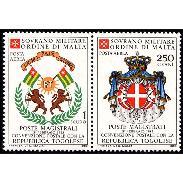 SMOM 1983 Convenzione postale con Togo, posta aerea 2v MNH**