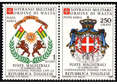 SMOM 1983 Convenzione postale con Togo, posta aerea 2v MNH**