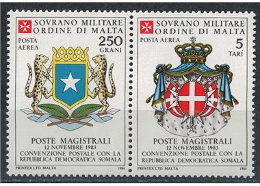 SMOM 1984 Postal agreement with Somalia, airmail 2v MNH**