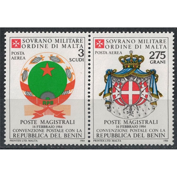 SMOM 1984 Convenzione postale con Benin, posta aerea 2v MNH**