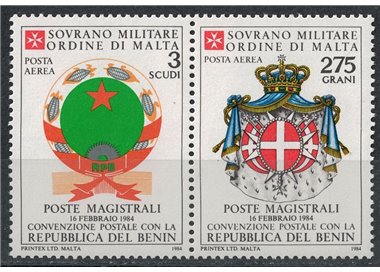 SMOM 1984 Postal agreement with Benin, airmail 2v MNH**