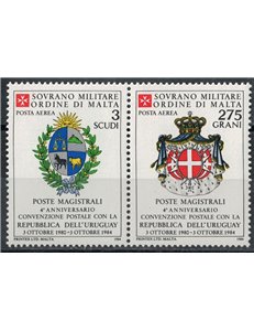 SMOM 1984 Convenzione postale con Uruguay, posta aerea 2v MNH**