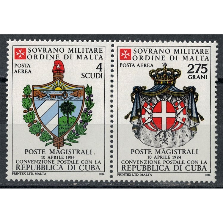 SMOM 1984 Postal Convention with Cuba, airmail 2v MNH**