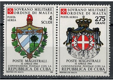 SMOM 1984 Convenzione postale con Cuba, posta aerea 2v MNH**