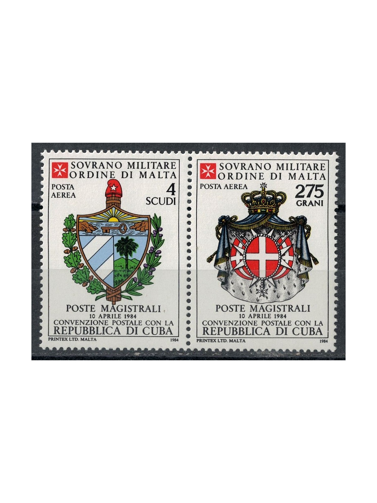 SMOM 1984 Convenzione postale con Cuba, posta aerea 2v MNH**
