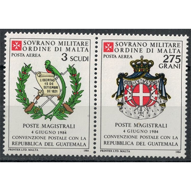 SMOM 1984 Postal Convention with Guatemala, airmail 2v MNH**