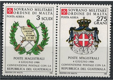 SMOM 1984 Postal Convention with Guatemala, airmail 2v MNH**