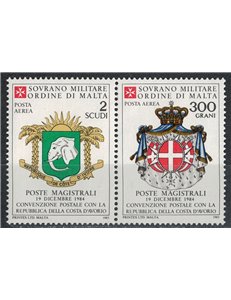 SMOM 1985 Convenzione postale con Costa d'Avorio, posta aerea 2v MNH**