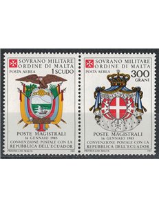 SMOM 1985 Postal Convention with Ecuador, airmail 2v MNH**