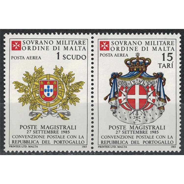 SMOM 1985 Convenzione postale con Portogallo, posta aerea 2v MNH**