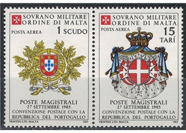 SMOM 1985 Postal agreement with Portugal, airmail 2v MNH**
