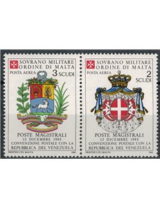 SMOM 1986 Postal Convention with Venezuela, airmail 2v MNH**