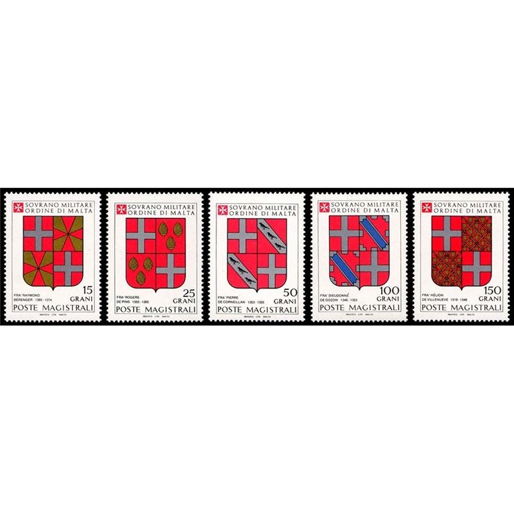 SMOM 1986 Coats of Arms of the Grand Masters 6th series 5v MNH**