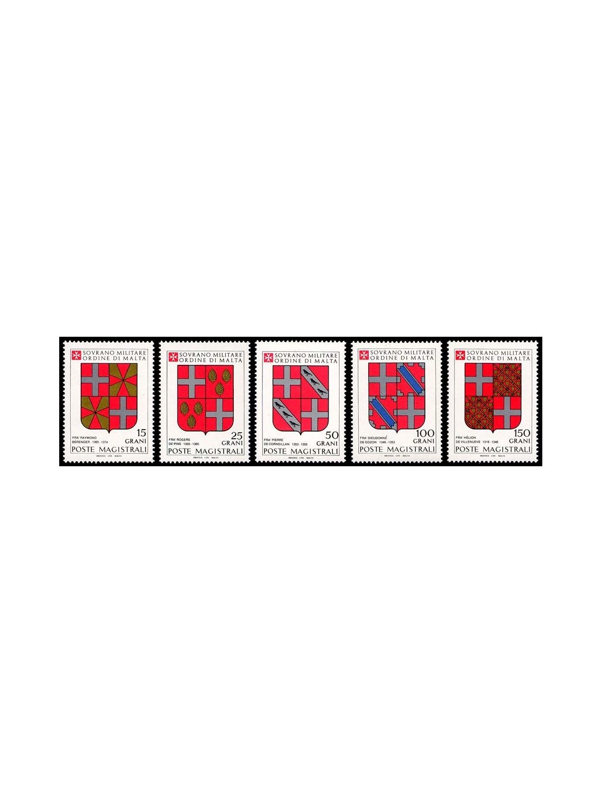 SMOM 1986 Coats of Arms of the Grand Masters 6th series 5v MNH**