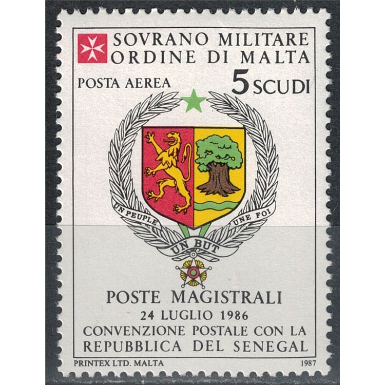 SMOM 1987 Convenzione postale con Senegal, posta aerea MNH**