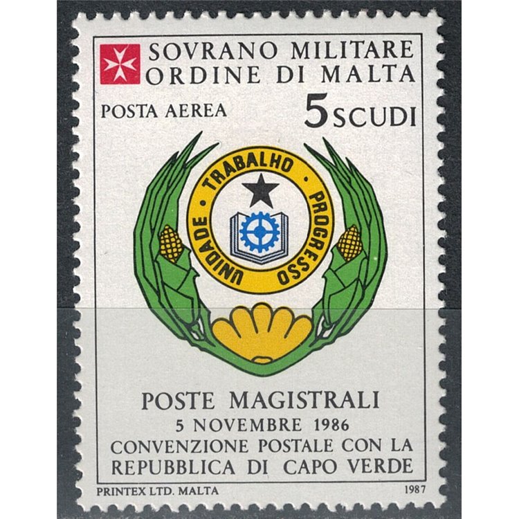 SMOM 1987 Postal Agreement with Cape Verde, Airmail MNH**