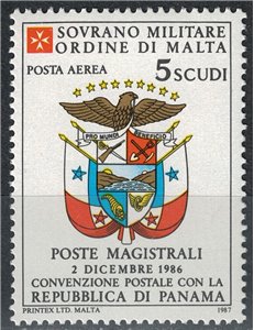 SMOM 1987 Postal Convention with Panama, Airmail MNH**