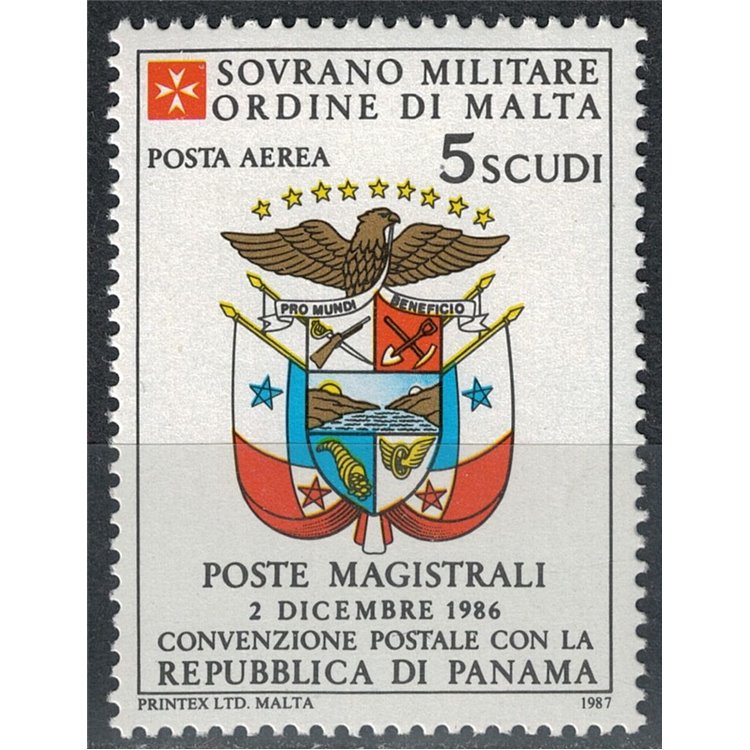 SMOM 1987 Postal Convention with Panama, Airmail MNH**