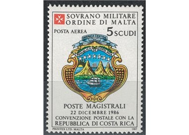 SMOM 1987 Convenzione postale con Costa Rica, posta aerea MNH**