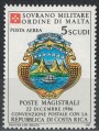 SMOM 1987 Postal Agreement with Costa Rica, Airmail MNH**