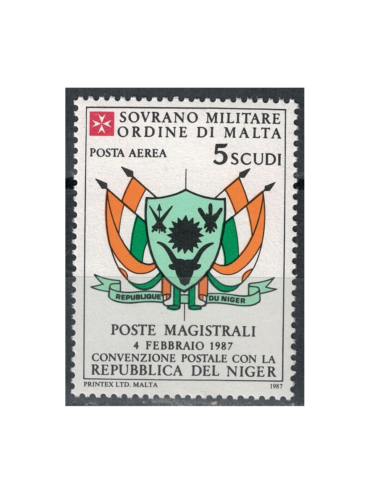 SMOM 1987 Convenzione postale con Niger, posta aerea MNH**