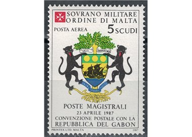 SMOM 1987 Postal Agreement with Gabon, Airmail MNH**