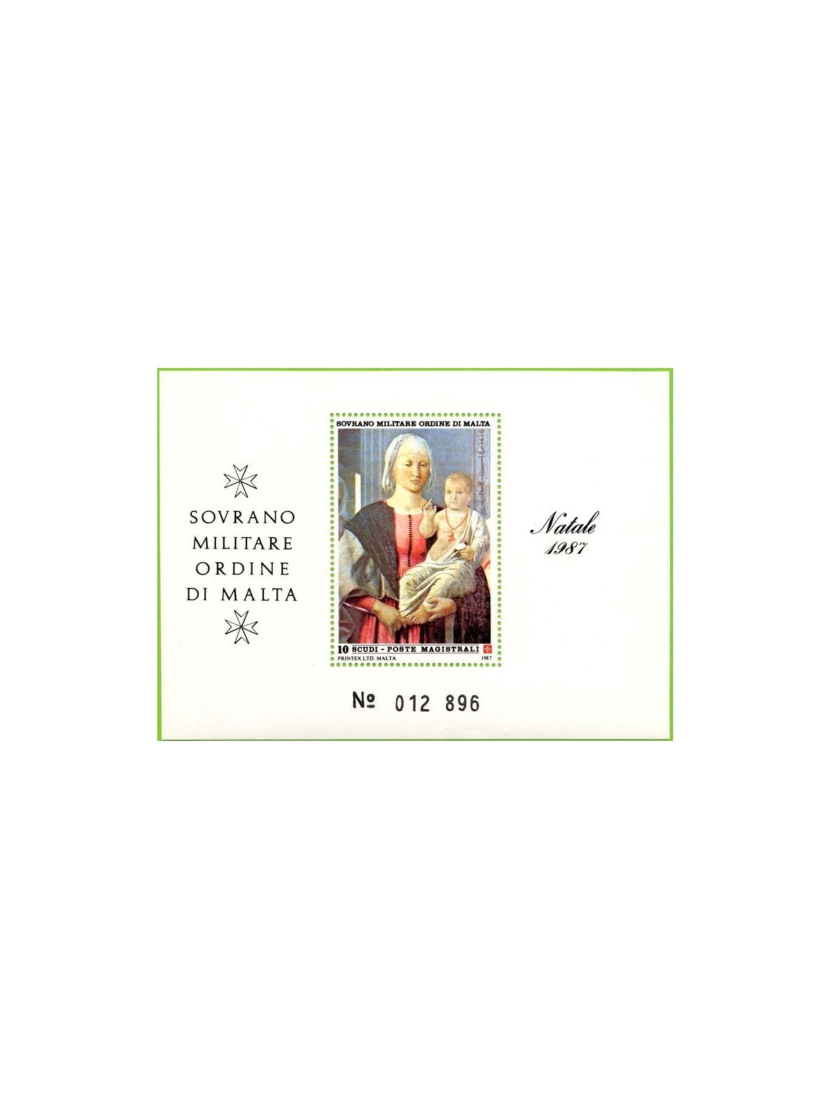 SMOM 1987 Christmas s/s MNH**