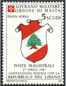 SMOM 1988 Convenzione postale con Libano MNH**