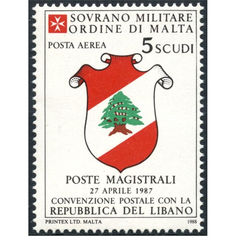 SMOM 1988 Postal Agreement with Lebanon MNH**