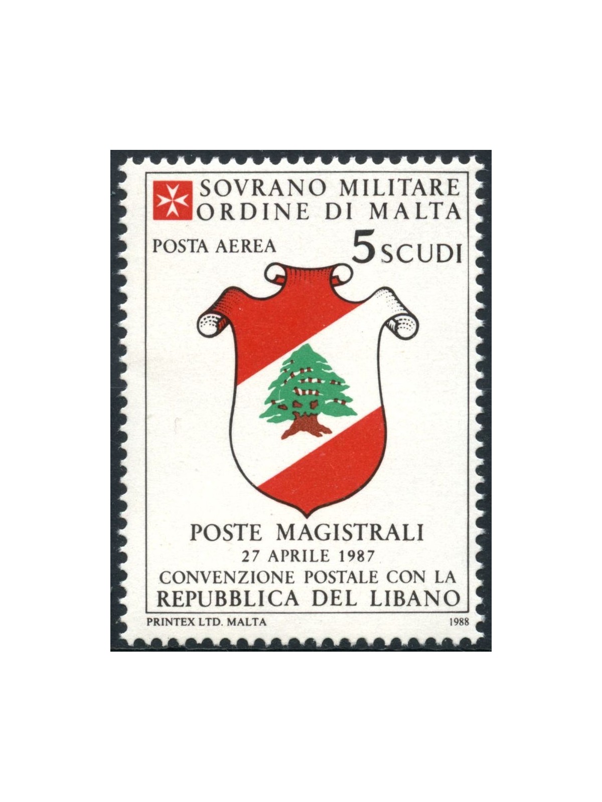 SMOM 1988 Convenzione postale con Libano MNH**
