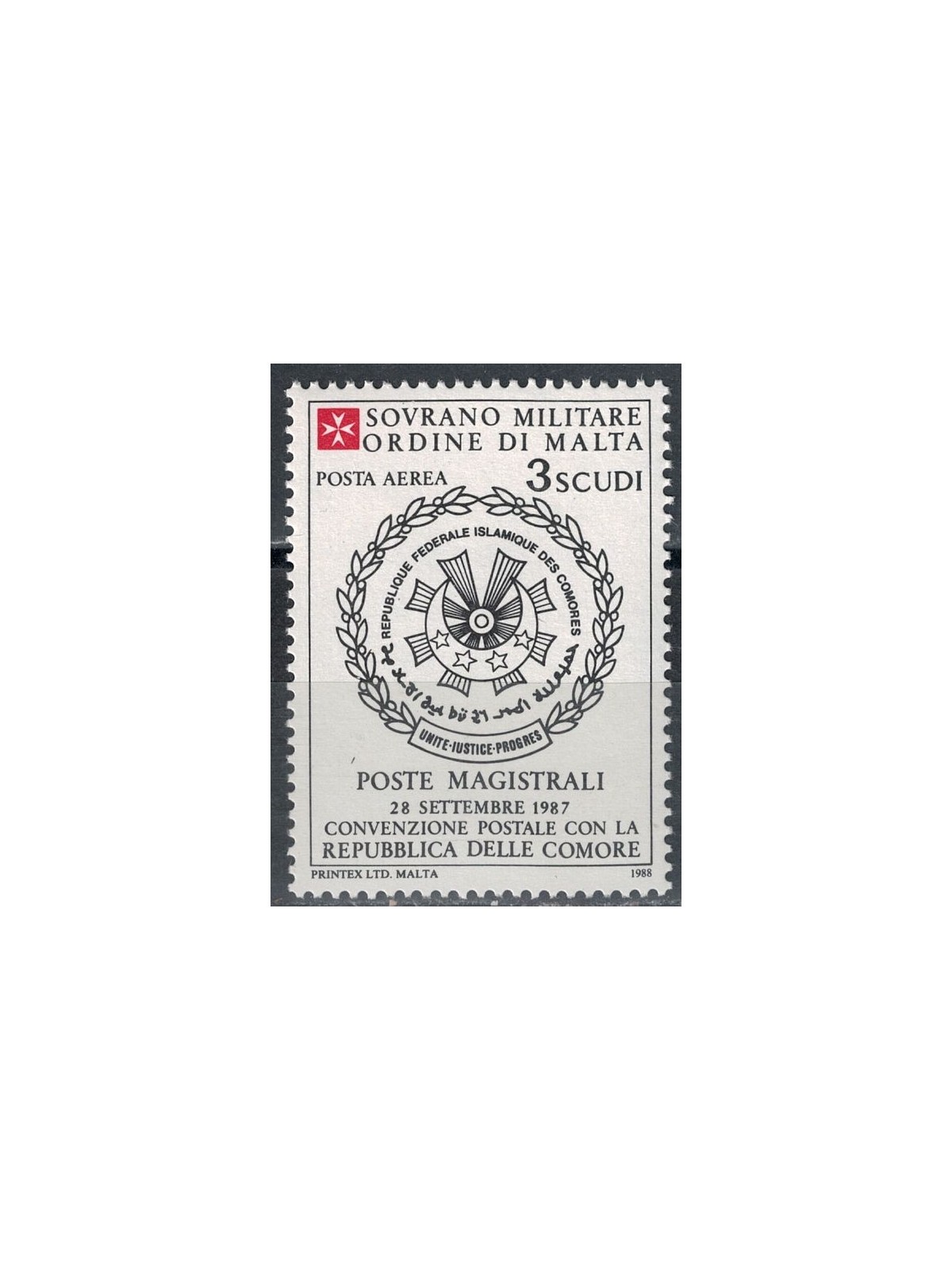 SMOM 1988 Convenzione postale con Comore MNH**