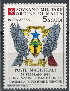 SMOM 1988 Convenzione postale con Sao Tomé MNH**